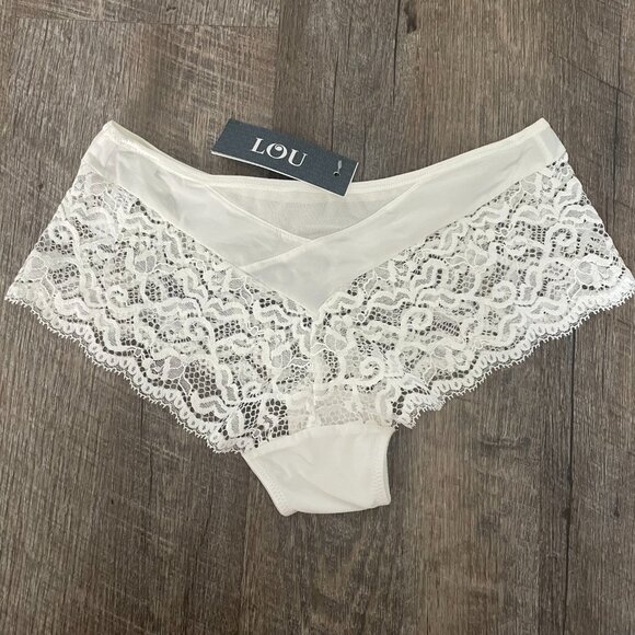 Lou Belle De Lou Hipster Sheer Lace Panty in White Size Small NWT - Picture 2 of 5